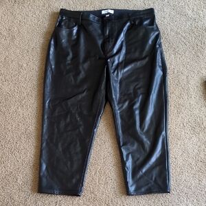 Abercrombie & Fitch Black Fake Leather Ankle Straight High-Rise Pants Sz 20R